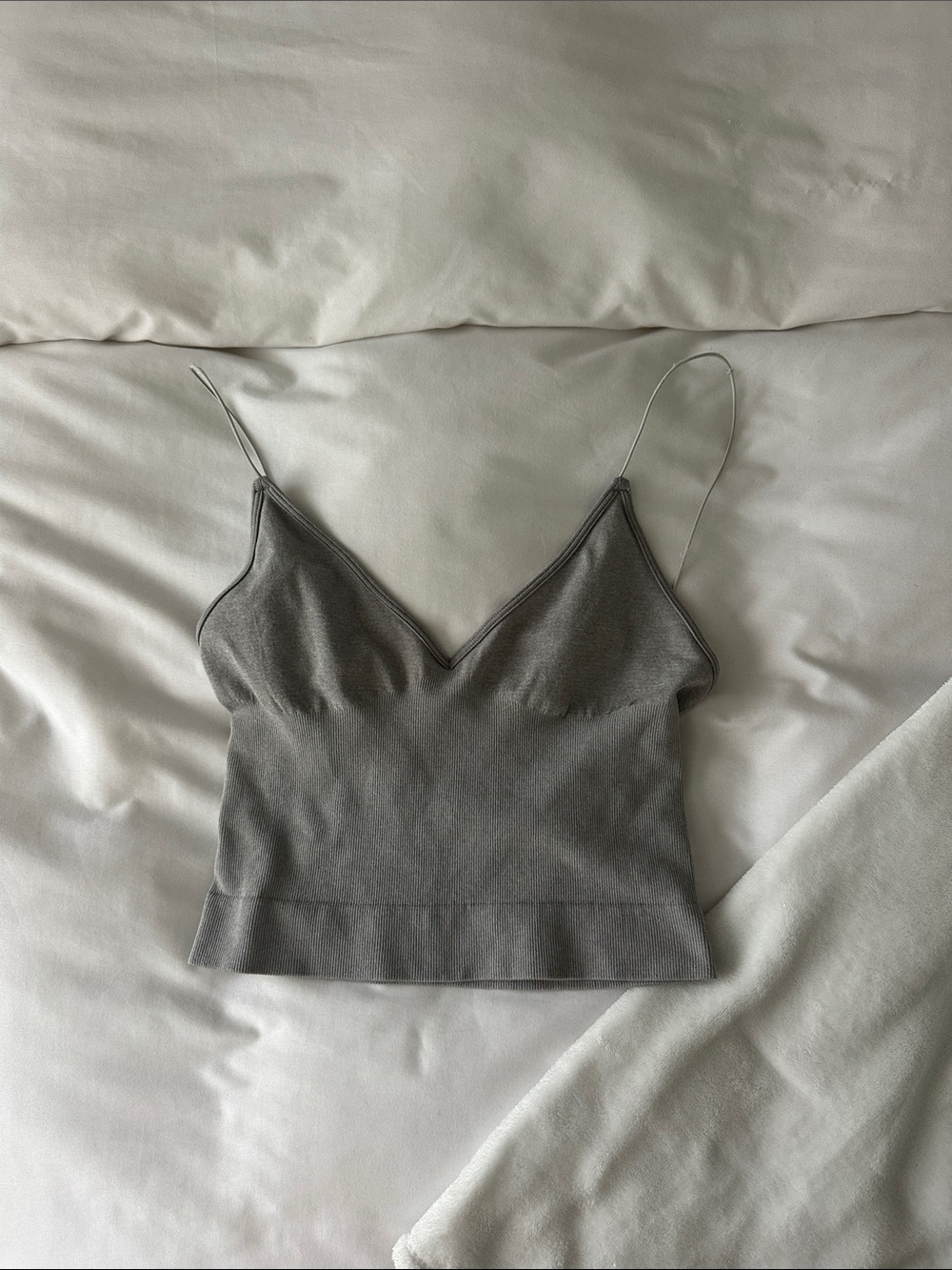 Free People Gray V-Neck Spaghetti Strap Cami